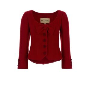 Valentino Garavani Women Red Boucle Blazer
